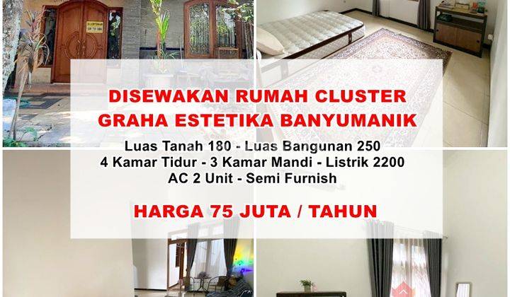 Disewakan Rumah Cluster Graha Estetika Banyumanik Semarang 1