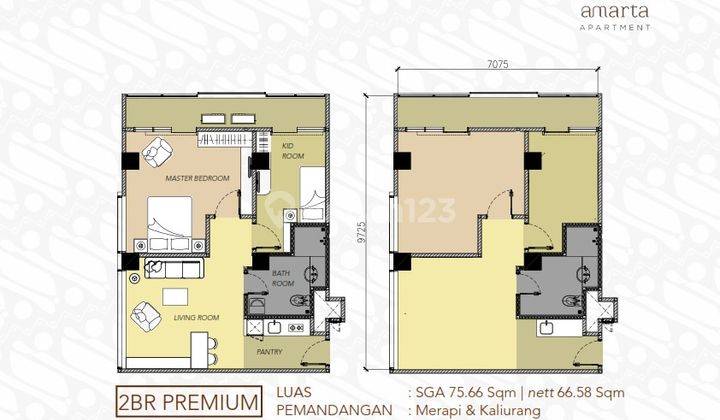 Dibawah Pasaran Apartemen Dijual Bu Type 2 BR Prime di Jl Palagan 2