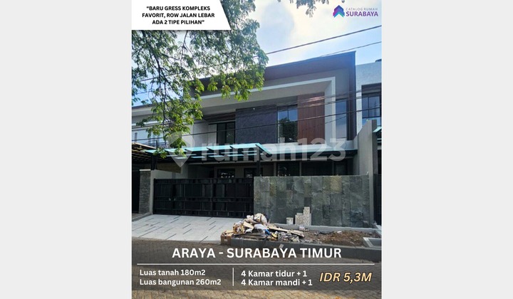 Rumah Baru Gress Araya Sby Timur Hadap Selatan Siap Huni