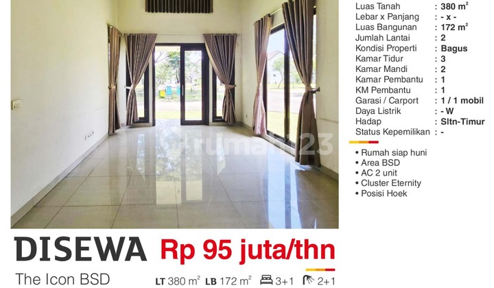 Disewa Rumah Hoek 2 Lantai The Icon Bsd Tangerang Bagus Siap Huni Indr 2