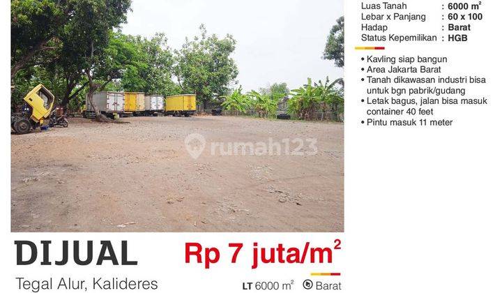 Dijual Tanah Kawasan Industri Untuk Pabrik Atau Gudang 6000 M2 Tegal Alur Kalideres Jakarta Barat Lokasi Bagus Mei 2