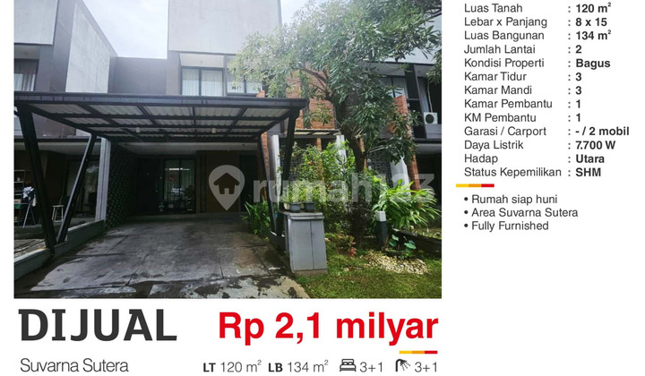 For Sale 2-Story House Suvarna Sutera Cikupa Tangerang Fully Furnished Good Ready to Live In Fher 2