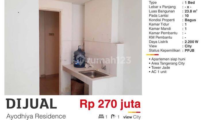 Dijual Apartemen Type Studio Apartemen Ayodhya Tangerang Kota Bagus Siap Huni 2