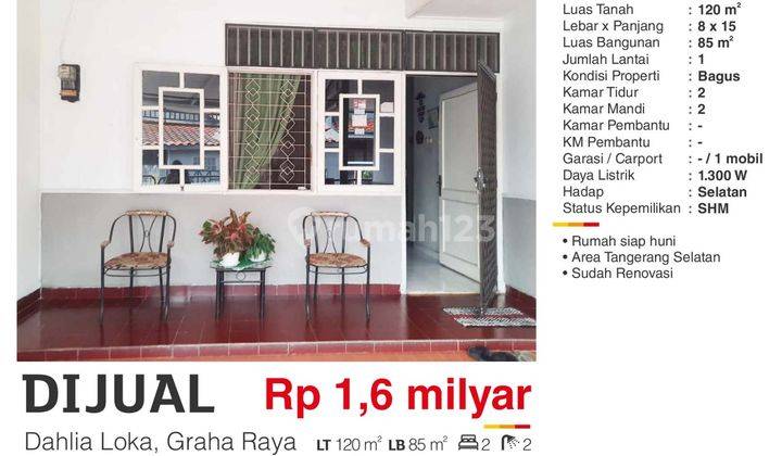 Djual Rumah Turun Harga Dahlia Graha Raya Tangerang Selatan Bagus Siap Huni Nego Sampe Deal  1