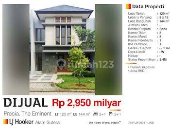 Dijual Rumah 2 Lantai Precia The Eminent Bsd Tangerang , SHM , Siap Huni 1