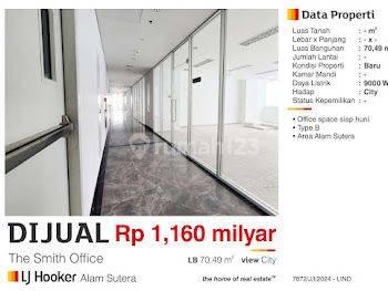 Dijual Ruang Office The Smith Alam Sutera Tangerang 70,49m2 Baru Siap Untuk Perkantoran