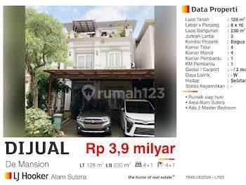 Dijual Rumah 3 Lantai De Mansion Alam Sutera Tangerang Siap Huni Bagus  1