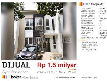 Dijual Murah Rumah 2 Lantai Ayna Residence Graha Raya Tangerang Selatan Semi Furnished Bagus Siap Huni Dekat Alam Sutera  1