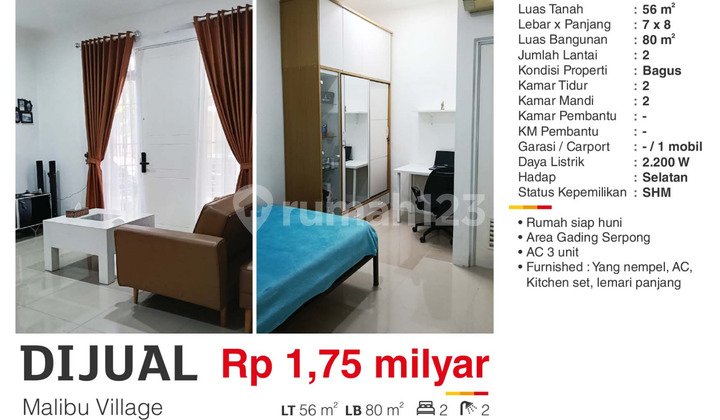 Dijual Rumah 2 Lantai Malibu Village Gading Serpong Tangerang Bagus Siap Huni Nan 2