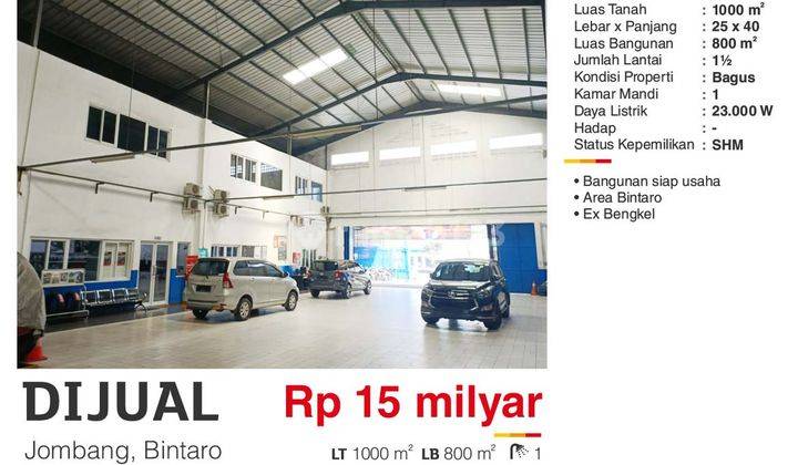 Dijual Ruang Usaha Ex Bengkel Mobil 2 Lantai 1000m2 Bintaro Jombang Bagus Siap Usaha  1