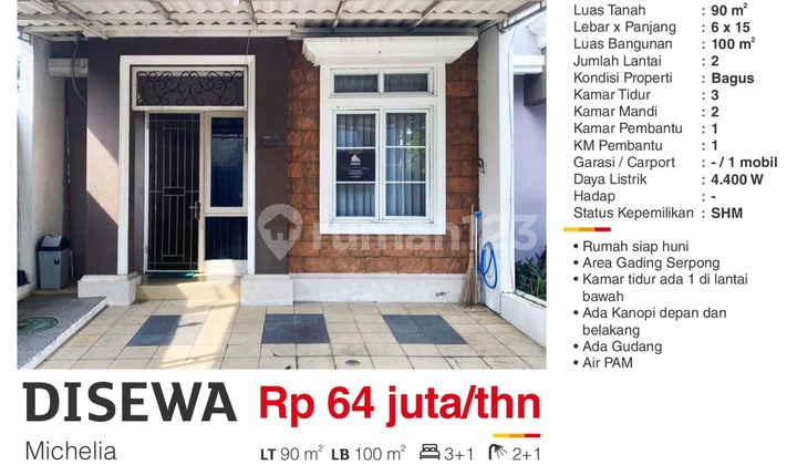 Disewakan Rumah 2 Lantai Michelia Gading Serpongtangerang Bagus Siap Huni Rie