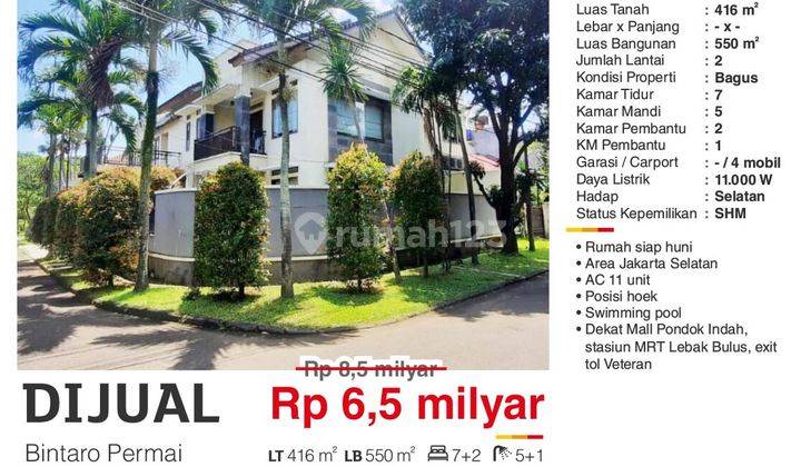 Dijual Rumah 2 Lantai Bagus Bintaro Permai Jakarta Selatan Siap Huni SHM Yoy 2