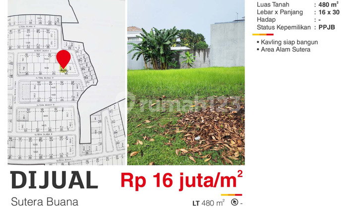 Dijual Tanah 480 m2 Sutera Buana Alam Sutera Tangerang lokasi Strategis Dijual Tanah 480 m2 Sutera Buana Alam Sutera Tangerang lokasi Strategis