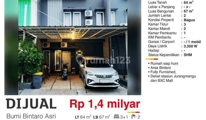 Dijual Rumah Murah 2 Lantai Bumi Bintaro Asri Bintaro Jak Sel Bagus Siap Huni Full Furnished SHM Yoy  2