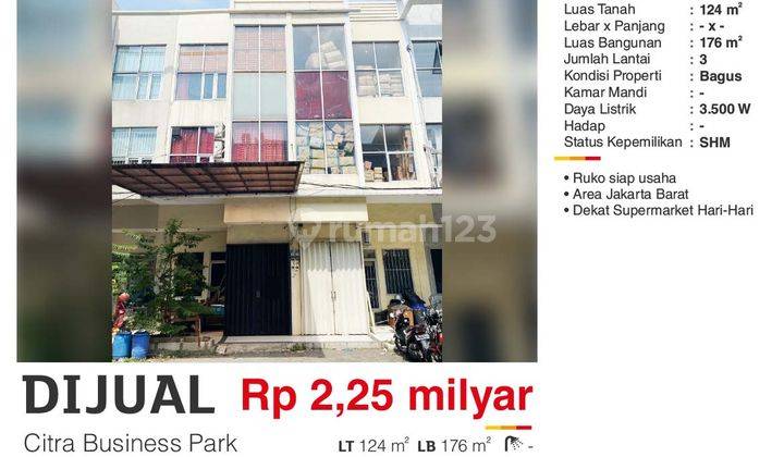 Dijual Ruko 3 Lantai Citra Business Park Cengkareng Jakarta Barat Dekat Supermarket Hari Hari Bagus Siap Usaha Tomp  2