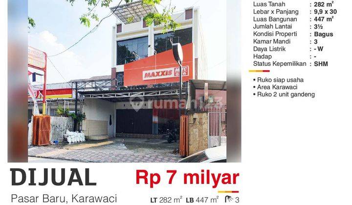 Dijual Ruko Gandeng 3 Lantai Lb 447 M2 Pasar Baru Karawaci Tangerang Bagus Siap Usaha  2