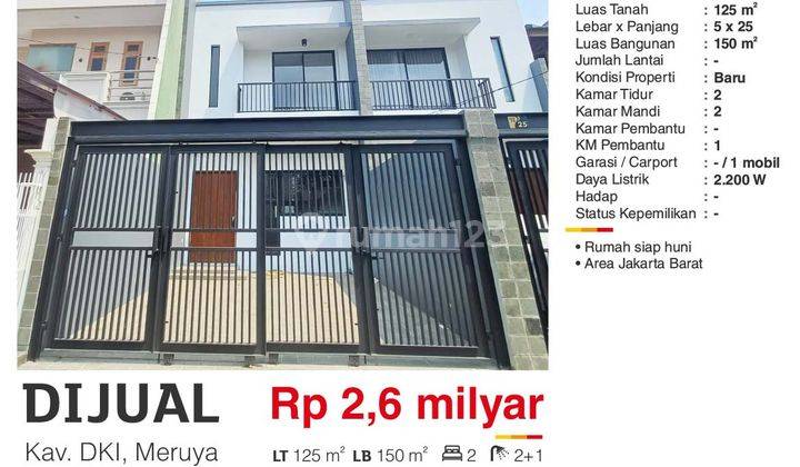 Dijual Rumah 2 Lantai Kavling Dki Meruya Jakarta Barat Bagus Baru Renov Siap Huni Sun  1