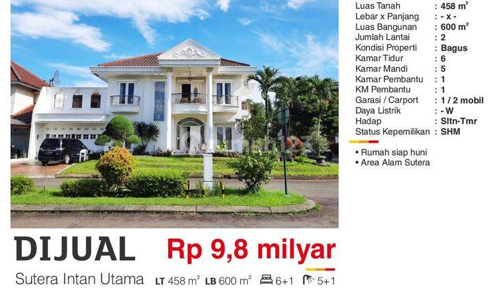 Dijual Rumah 2 Lantai Mewah Hook Sutera Intan Alam Sutera Tangerang Bagsu Siap Huni  2