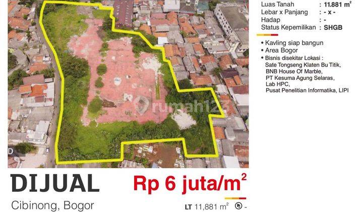 Dijual Kavling 11.881 M2 Jl Raya Bogor Cibinong Bogor Jawa Barat Siap Bangun  2