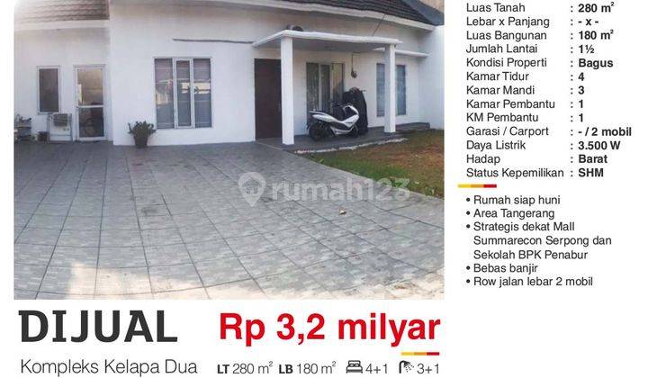 Dijual Rumah 1,5 Lantai Komplek Kelapa Dua Gading Serpong Tangerang Bagus Siap Huni SHM Yoy 2