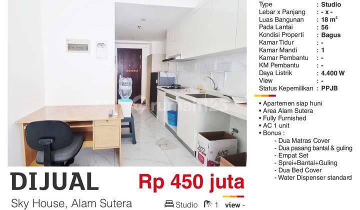 Dijual Apartemen Sky House Studio Alam Sutera Tangerang Bagus Siap Huni Full Furnished Sel 2