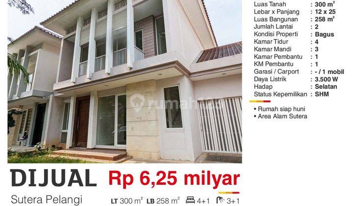 Dijual Rumah Sutera Pelangi Alam Sutera Tangerang 2 Lt Bagus Siap Huni SHM Sism 1