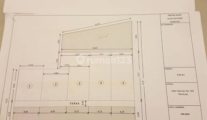 Jual dan sewa cepat 4 Unit Ruko Di Jl. Sayuran bandung 2