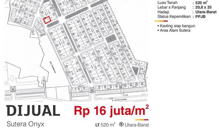Dijual Kavling Siap Bangun Di Cluster Sutera Onyx Alam Sutera 1