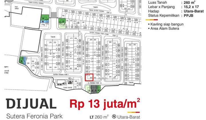 Kavling Siap Bangun Di Cluster Feronia Park Alam Sutera 1