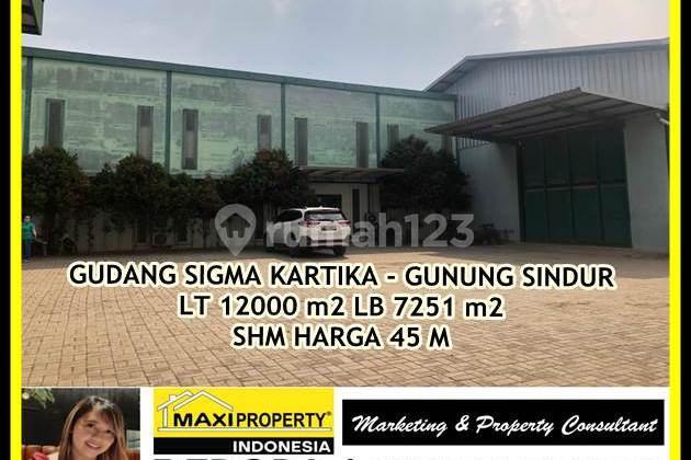Gudang Sigma Kartika Luas 1,2 Ha,container 40 Ft, Gunung Sindur