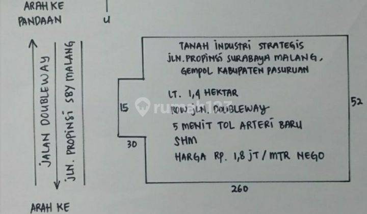 Tanah Industri Super Murah Strategis Gempol Pasuruan Nol Jalan Propinsi Surabaya Malang 2