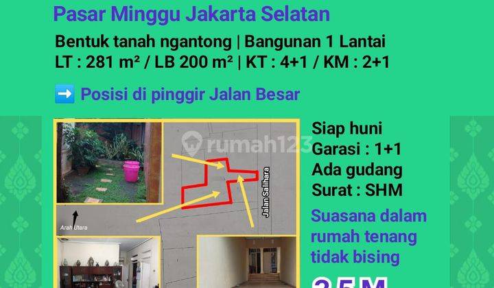 Rumah Jalan Salihara Pasar Minggu Jaksel. Bentuk Tanah Ngantong 2