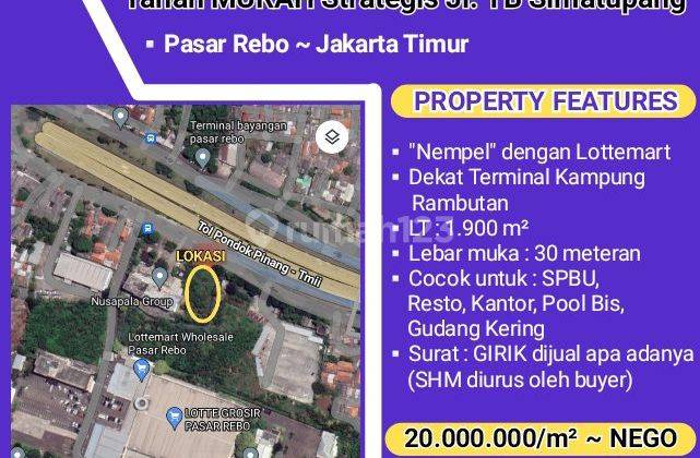 Tanah cocok untuk SPBU, Resto, Pool Bus, Kantor Jl. TB Simatupang 1