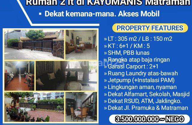 RUMAH 2 LANTAI DI KAYUMANIS

LT 305 m2 / LB 150 m2
KT 6+1 / KM 5 1