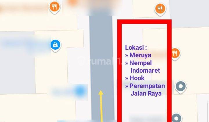 Tanah K3 komersil strategis Meruya pinggir jalan nempel Indomaret 1