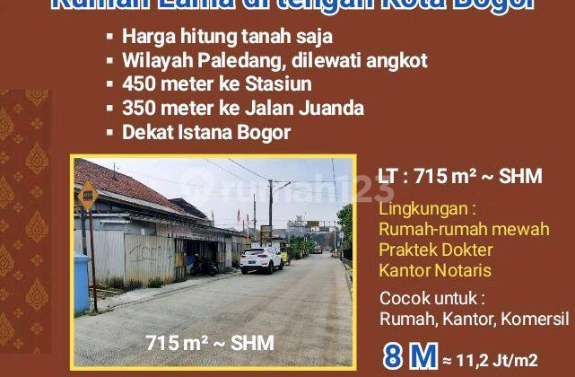 Land only 715 m2. House near Bogor Palace STRATEGIC.