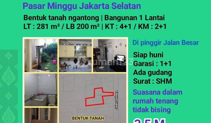 Rumah Jalan Salihara Pasar Minggu Jaksel. Bentuk Tanah Ngantong 1