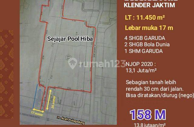 Lahan Bagus 11.450 M2 Zona Abu-Abu Jl Raya Bekasi Dekat Pool Hiba 1