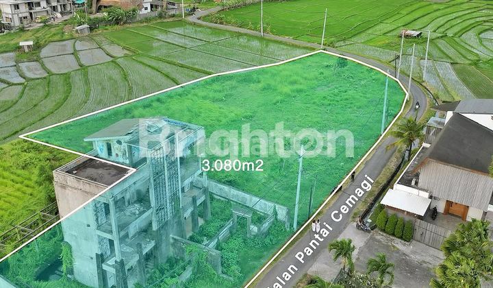 LAHAN DENGAN VIEW SAWAH & LAUT DI PANTAI CEMAGI, TABANAN - BALI