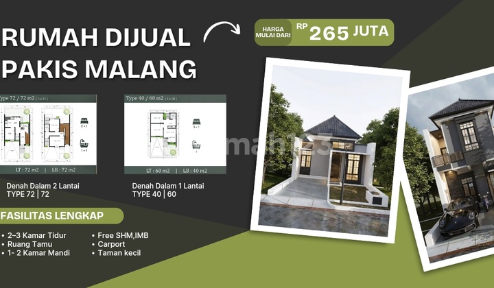 Dijual Rumah 265 Juta Dekat Pasar Pakis Malang