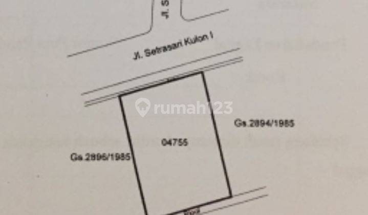 Tanah di Setrasari Kulon SHM 676 m² Kotak, LM. 20m 2