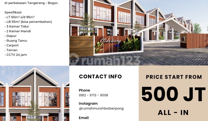 Rumah Murah Cisauk Tangerang 2 Lantai 400 Jutaan, Dekat Stasiun 2