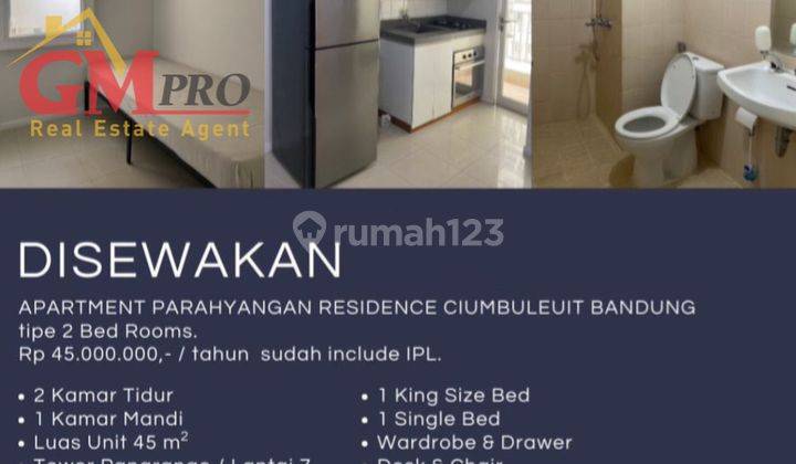 Disewakan Apart Parahyangan Residences Ciumbuluit Dekat Ke Kampus,mall 1