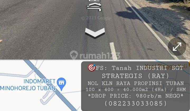 FS: Tanah 4Ha jln raya pantura Tuban, strategis, sgt murah hanya 980rb/m masih nego  1