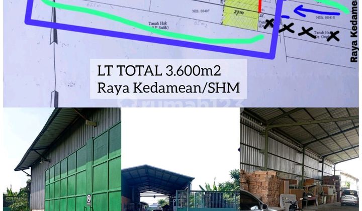 Kedamean Gresik Provincial Government Warehouse, Strategic Total 3,600m², Drop 18m, Rent 350M/year Negotiable!