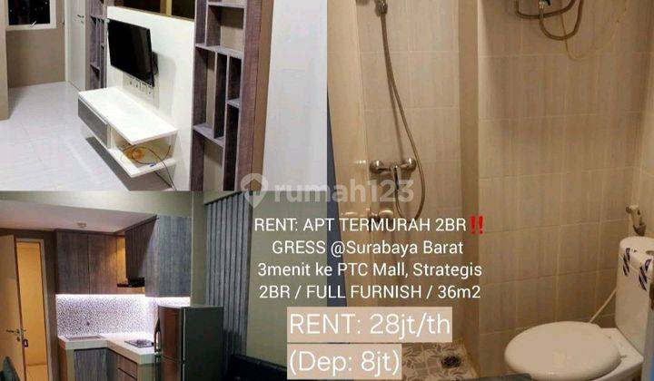 Apartment 2br 3menit Ke Ptc Mall, Termurah Furnish Lengkap, View Pool & City Dropp 285jt Jual Cepat Mau Pindah Luarkota. 1