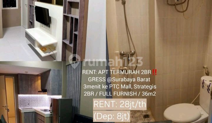 Rent Dapat 2br Termurah [hrg 1br]: Full Furnish, Pool View, Waterheater, Akses Jalan Sby Barat 2