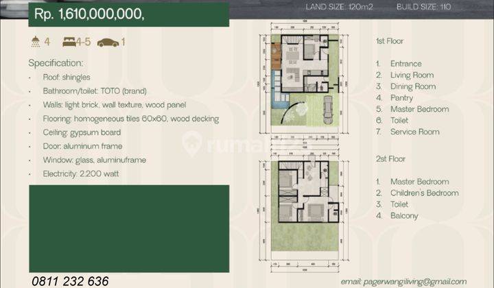 Rumah 2 Lantai Bagus Unfurnished SHM di Pager Wangi Estate, Bandung 2