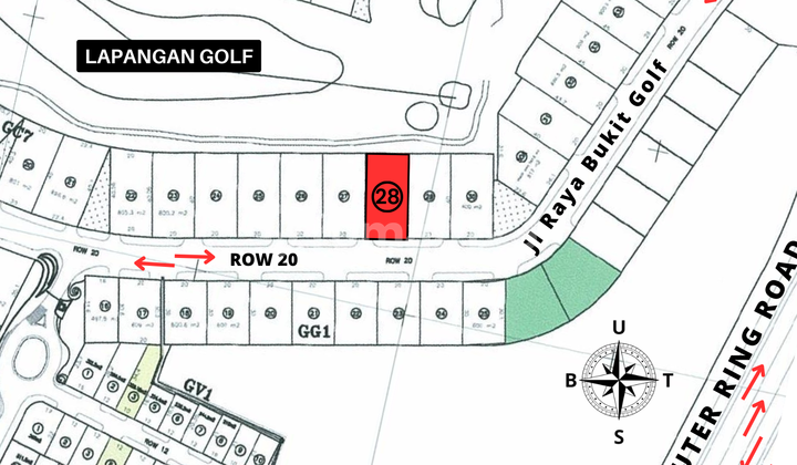 kavling long golf view di bukit international Citraland surabaya