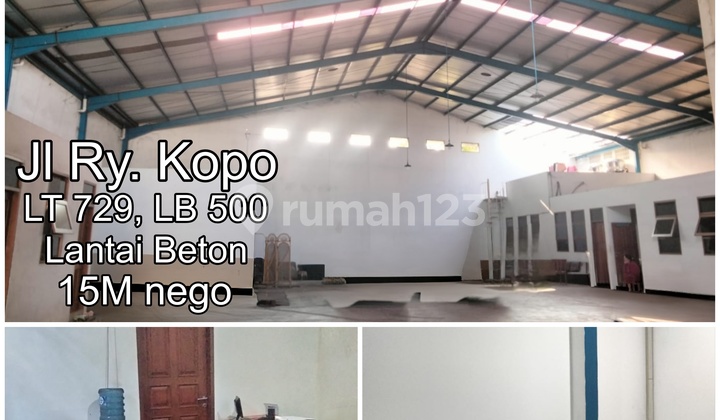 Gudang di Kopo Dekat Gerbang Tol Lantai Beton Atap Zinc Alloy